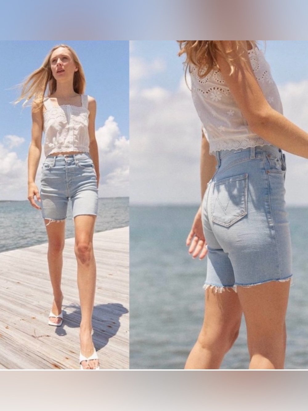 Mother superior the tripper cutoff fray Jean shorts in skating on thin ice